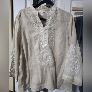 Charter Club Embroidered & Embellished Top | Size PL